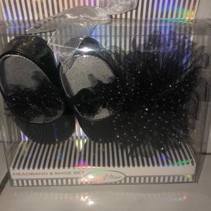 0-6 months shoes with matching headband